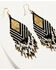 Image #2 - Ink + Alloy Women's Stripe Luxe Fringe Earrings, Black, hi-res