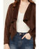 Image #3 - Shyanne Women's Open Front Faux Suede Fringe Jacket, Dark Brown, hi-res
