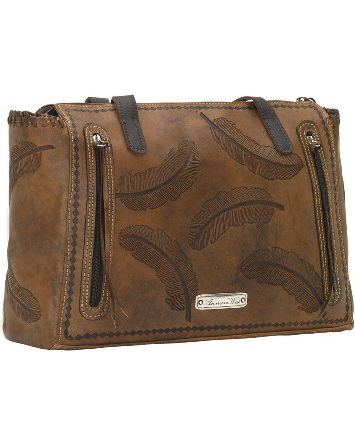 Image #3 - American West Women's Brown Sacred Bird Concealed Carry Tote, Distressed Brown, hi-res