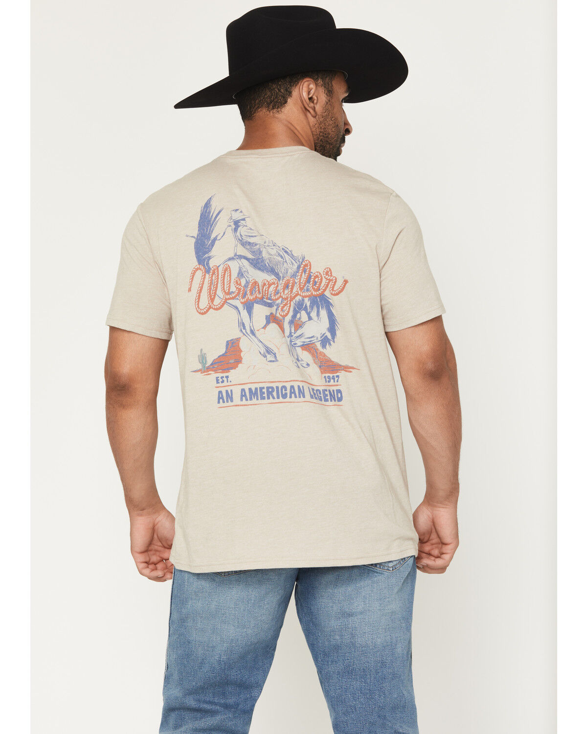 Image #1 - Wrangler Men's American Cowboy Short Sleeve Graphic T-Shirt, Tan, hi-res