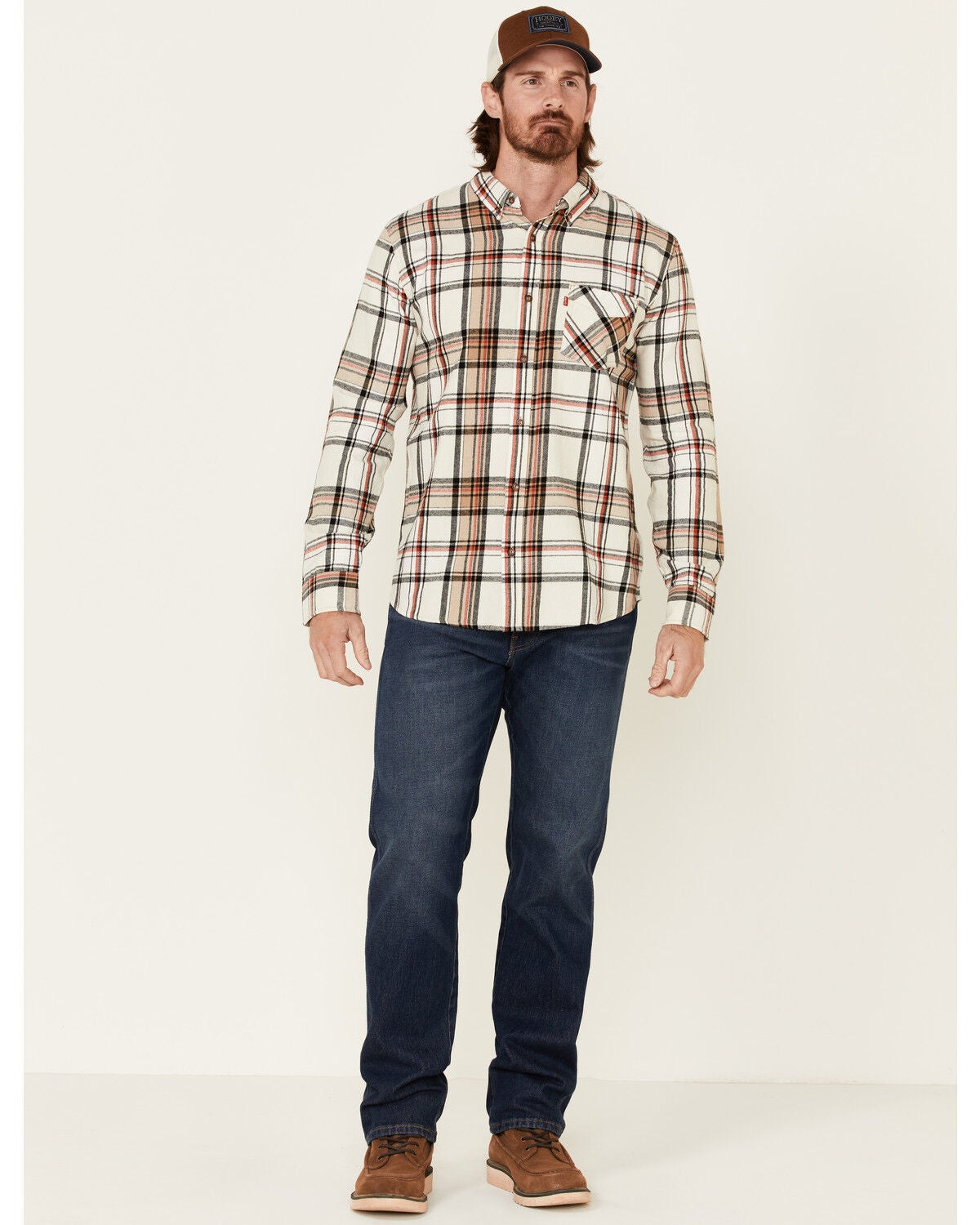 Levi's Men's Cream Saluda Plaid Long 