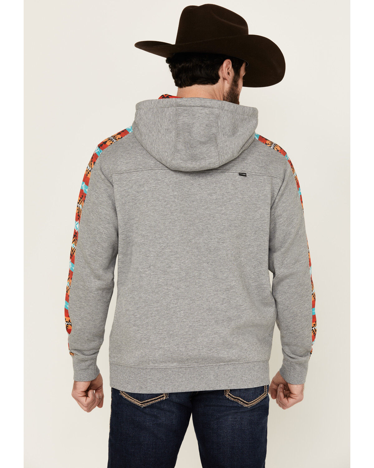 Image #4 - Hooey Men's Canyon Southwestern Sleeve Block Hooded Sweatshirt, Grey, hi-res