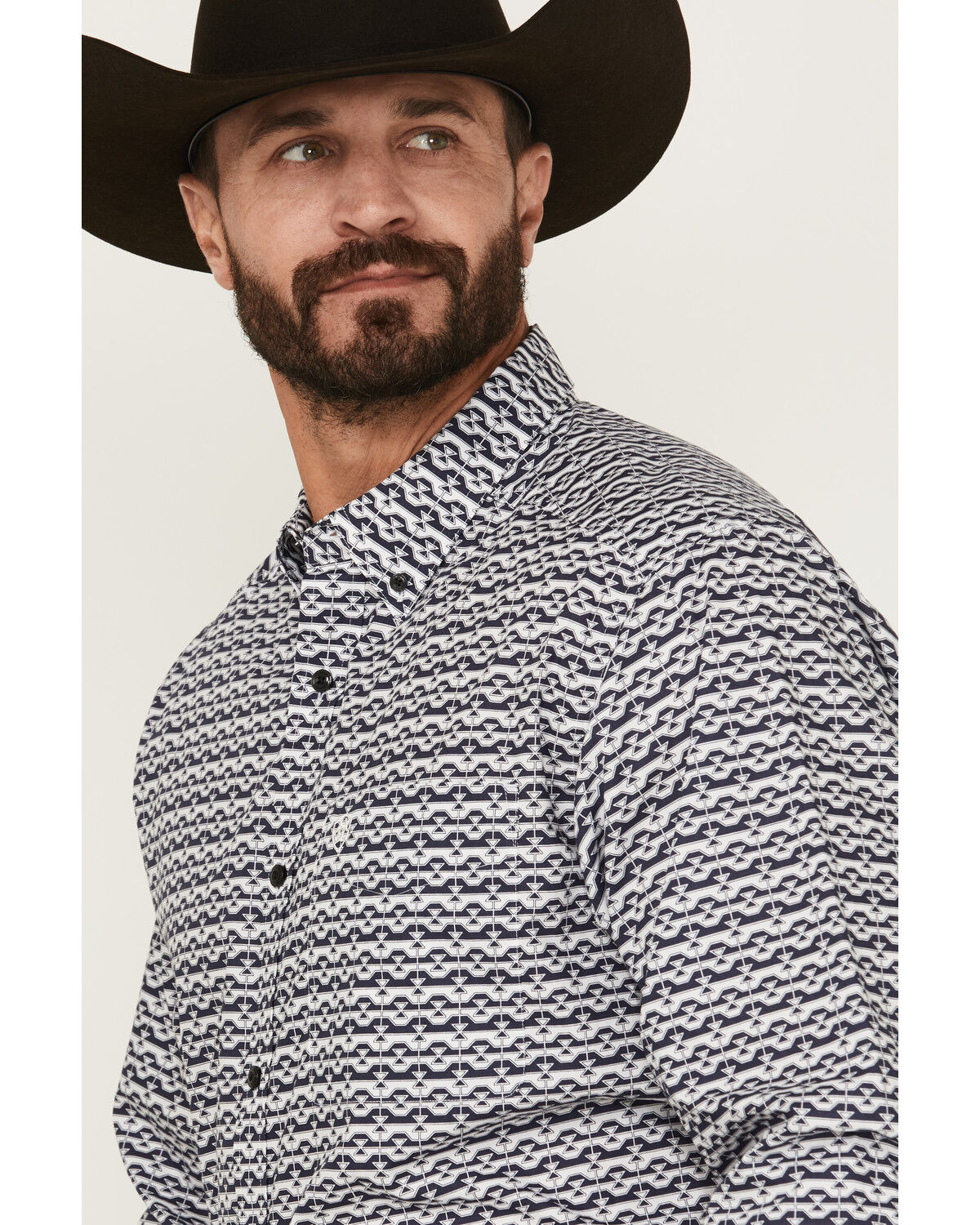 Image #2 - Ariat Men's Patton Classic Fit Printed Long Sleeve Button-Down Western Shirt, Black, hi-res
