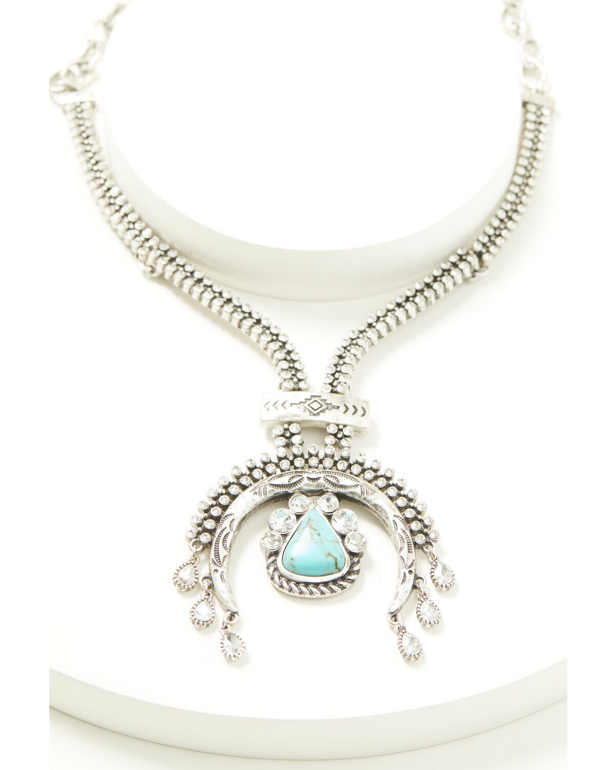 Image #1 - Idyllwind Women's Suncrest Rhinestone Squash Blossom Necklace, Silver, hi-res