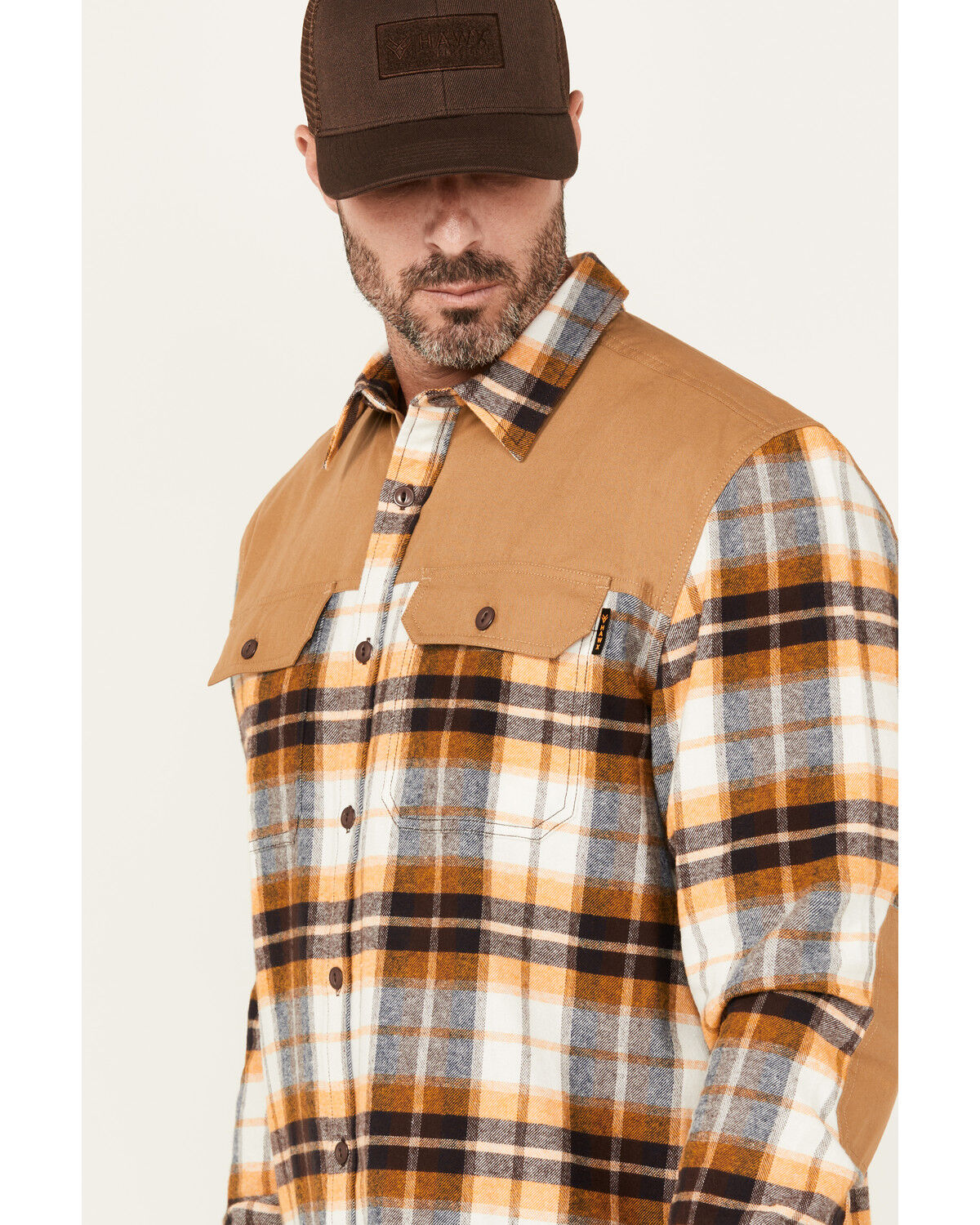 Image #3 - Hawx Men's Wilson Plaid Print Long Sleeve Button-Down Flannel Work Shirt, Brown, hi-res