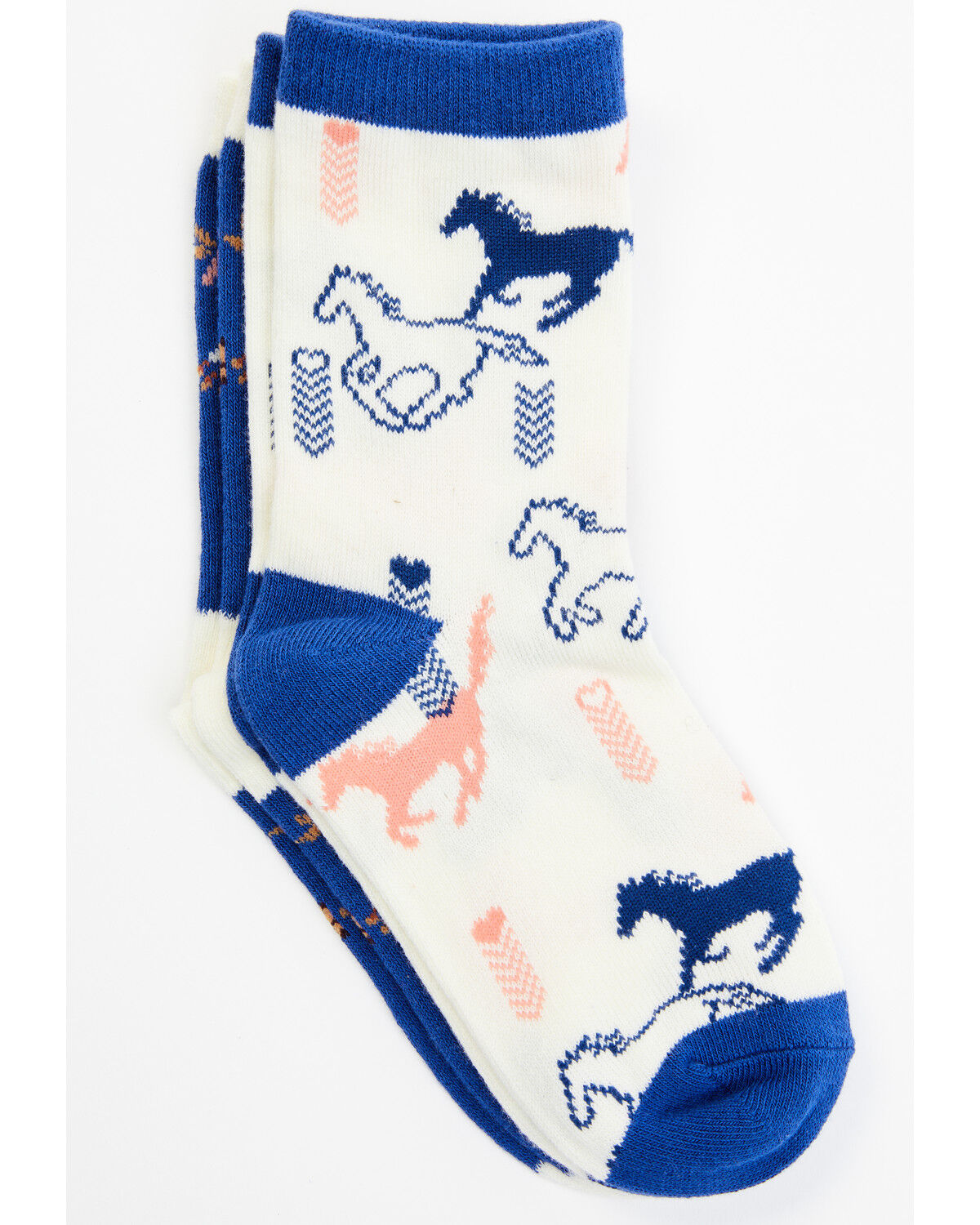 Image #2 - RANK 45® Girls' Floating Flowers & Horses Crew Socks - 2-Pack, Multi, hi-res