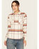 Image #2 - Shyanne Women's Lace Applique Plaid Print Button-Down Flannel Shirt , Cream, hi-res