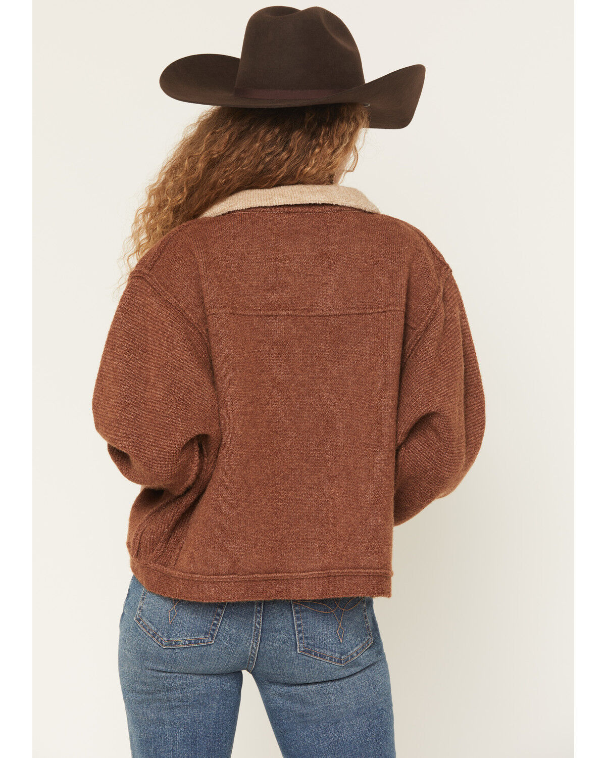 Image #4 - Cotton & Rye Women's Color Block Cropped Shacket, Brown, hi-res