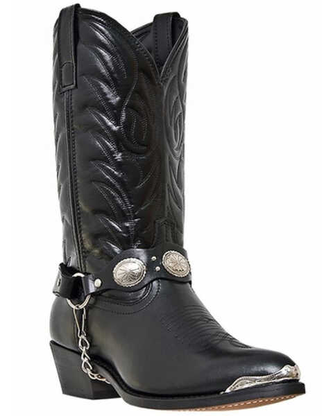Laredo Men's Concho Harness Western Boots - Medium Toe, Black, hi-res