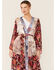 LaBiz Women's Navy & Burgundy Floral Long Kimono, Navy, hi-res