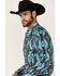 Image #2 - Rock & Roll Denim Men's Southwestern Print Long Sleeve Snap Stretch Western Shirt, Teal, hi-res