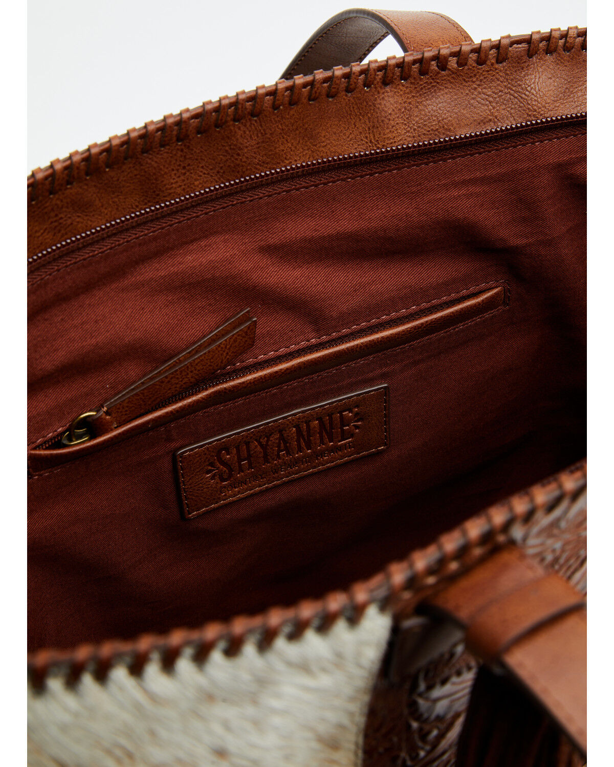 Image #3 - Shyanne Women's Hair On Tooled Concealed Carry Tote, Brown, hi-res