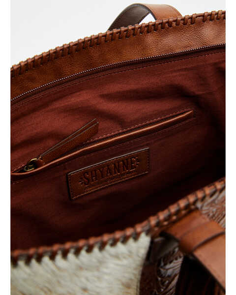 Image #3 - Shyanne Women's Hair On Tooled Concealed Carry Tote , Brown, hi-res