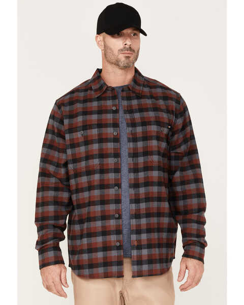 Image #1 - Hawx Men's Checker Long Sleeve Button-Down Flannel Shirt, Burgundy, hi-res