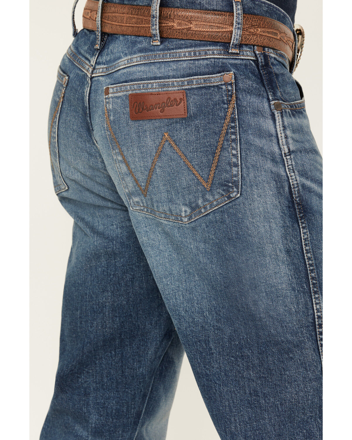 Image #4 - Wrangler Retro Men's 77MWZ Whitley Medium Wash Slim Bootcut Stretch Denim Jeans, Medium Wash, hi-res