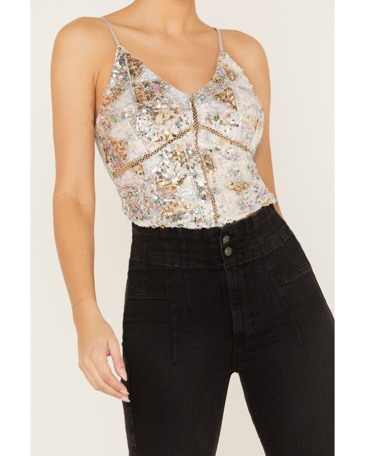 Image #3 - Miss Me Women's Sequin Cropped Tank Top, , hi-res