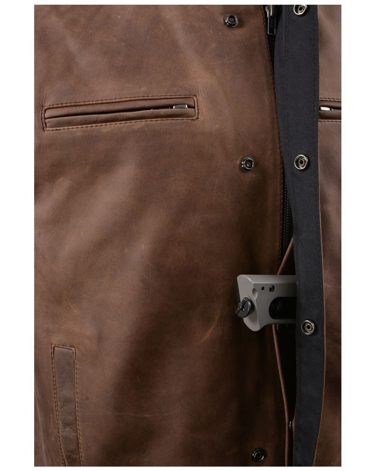 Image #3 - Milwaukee Leather Men's Gambler Concealed Carry Vintage Motorcycle Leather Vest, Brown, hi-res