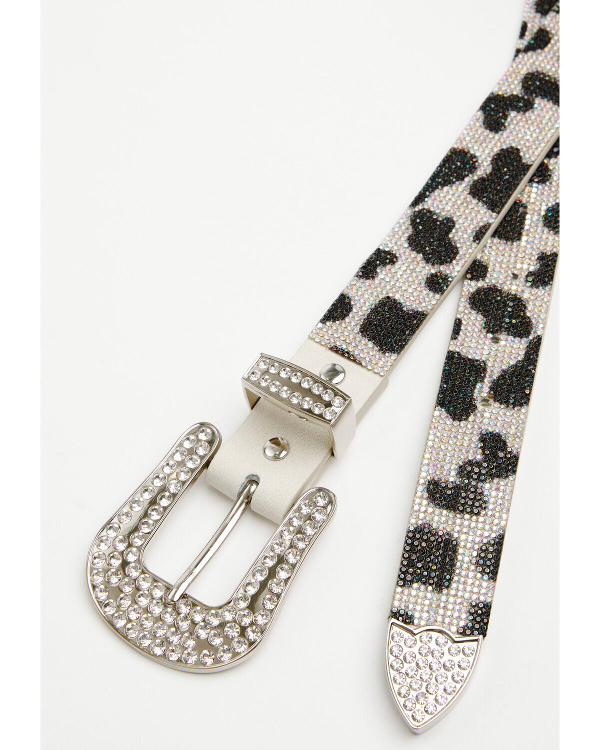 Image #2 - Shyanne Girls' Casey Rhinestone Cow Print Bling Belt, Black, hi-res
