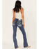 Miss Me Women's Medium Wash Embroidered Turquoise Stone Bootcut Jeans - Long, Blue, hi-res