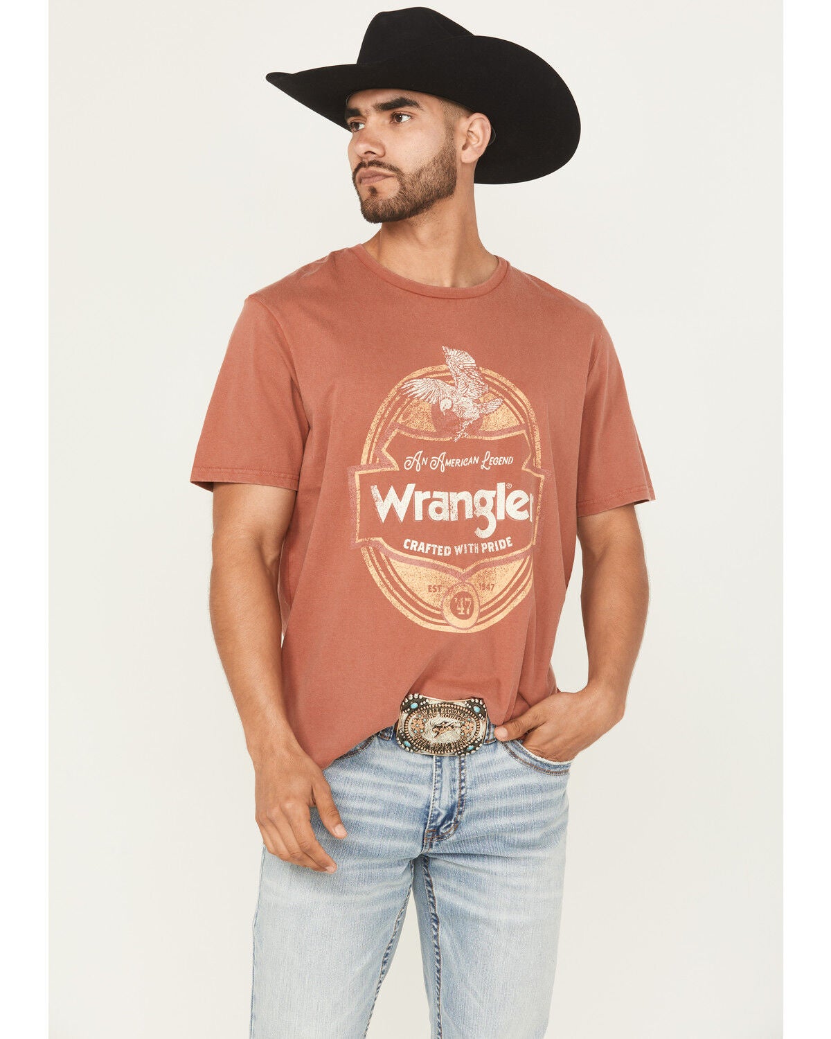 Wrangler Men's Eagle Short Sleeve Graphic T-Shirt, Rust Copper, hi-res