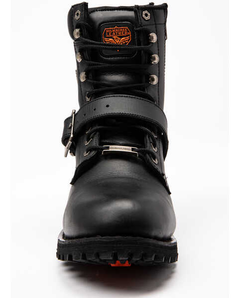 Image #4 - Milwaukee Leather Men's Buckled Lace-Up Boots - Round Toe , Black, hi-res