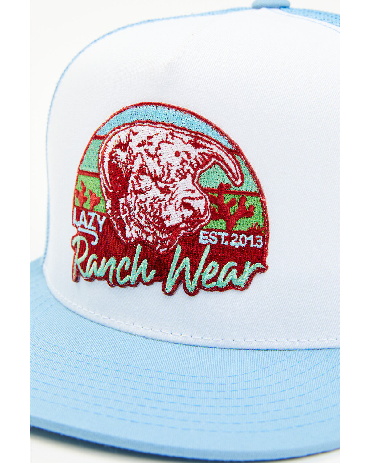 Image #2 - Lazy J Ranch Wear Men's Prickly Pear Logo Ball Cap, Blue/white, hi-res