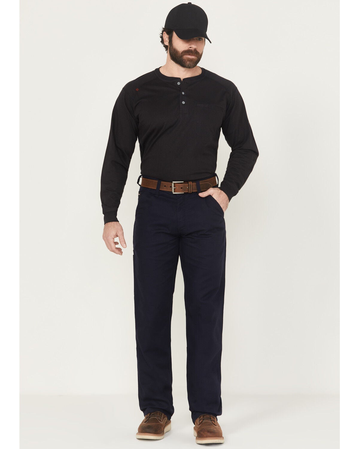 Image #1 - Forge Workwear Men's FR Relaxed Bootcut Canvas Pants, Navy, hi-res