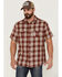 Image #1 - Brothers and Sons Men's Large Plaid Short Sleeve Button Down Western Shirt , Red, hi-res