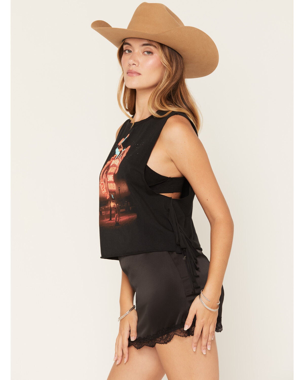 Image #2 - Bailey Zimmerman Women's Fringe Tee Tank, Black, hi-res