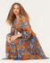 Image #1 - Shyanne Women's Floral Print Long Sleeve Chiffon Shirt, Pecan, hi-res