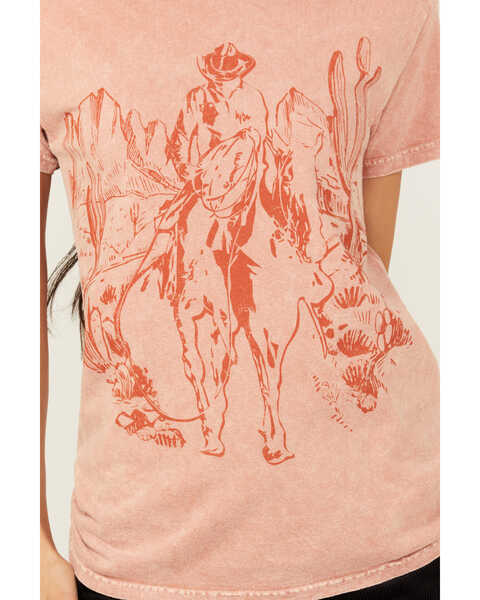 Image #3 - Youth in Revolt Women's Cowboy Short Sleeve Graphic Tee , Pink, hi-res