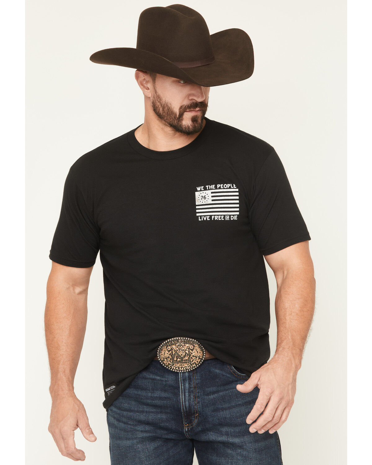 Image #1 - Howitzer Men's Free or Die Short Sleeve Graphic T-Shirt, Black, hi-res