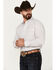 Rough Stock by Panhandle Men's Dobby Striped Print Long Sleeve Pearl Snap Western Shirt, White, hi-res