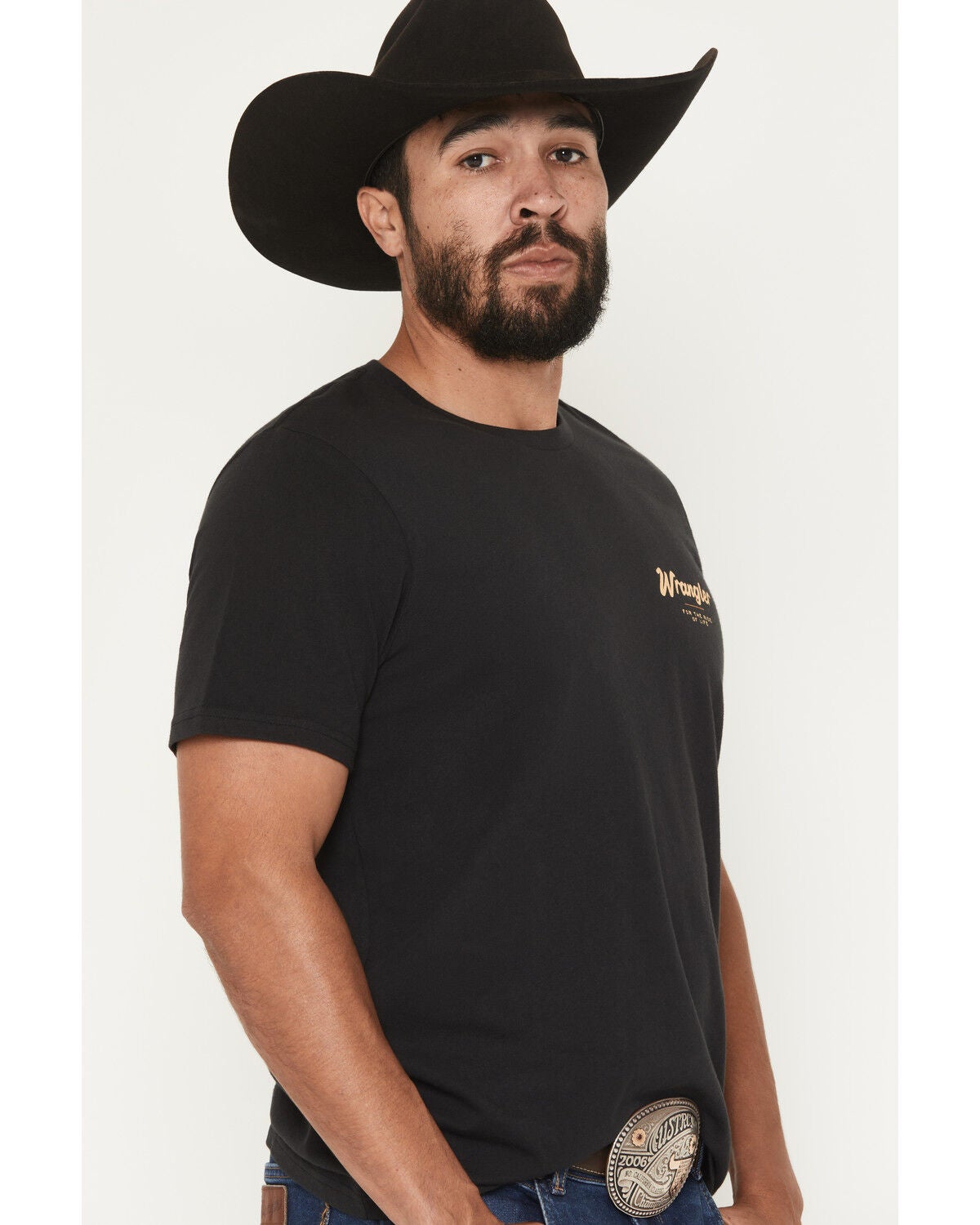 Image #3 - Wrangler Men's Boot Barn Exclusive Pastel Cowboy Short Sleeve Graphic T-Shirt, Black, hi-res