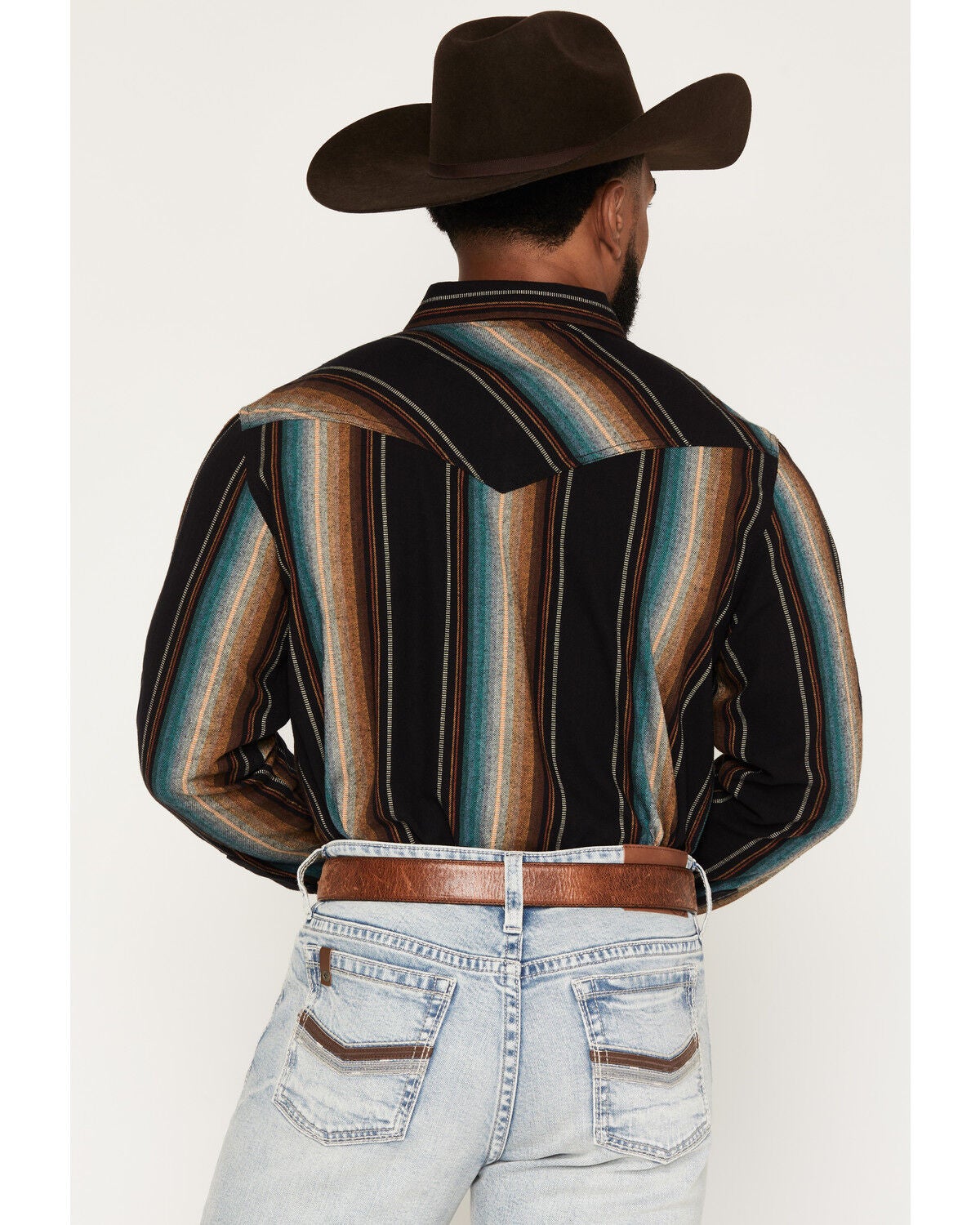 Image #4 - Cody James Men's Yelapa Stripe Print Long Sleeve Snap Flannel Shirt, Black, hi-res
