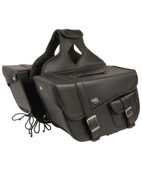 Image #3 - Milwaukee Leather Large Braided Throw Over Saddle Bag, Black, hi-res
