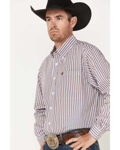 Image #2 - Cinch Men's Vertical Stripe Button Down Western Shirt , White, hi-res
