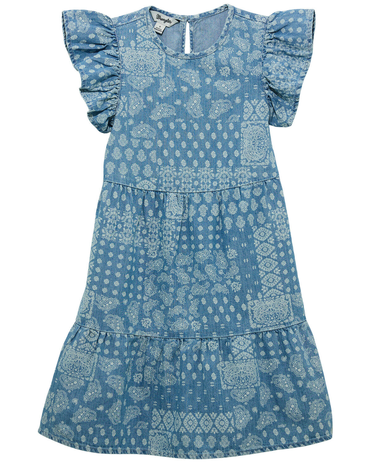 Image #1 - Wrangler Girls' Bandana Print Denim Dress, Blue, hi-res