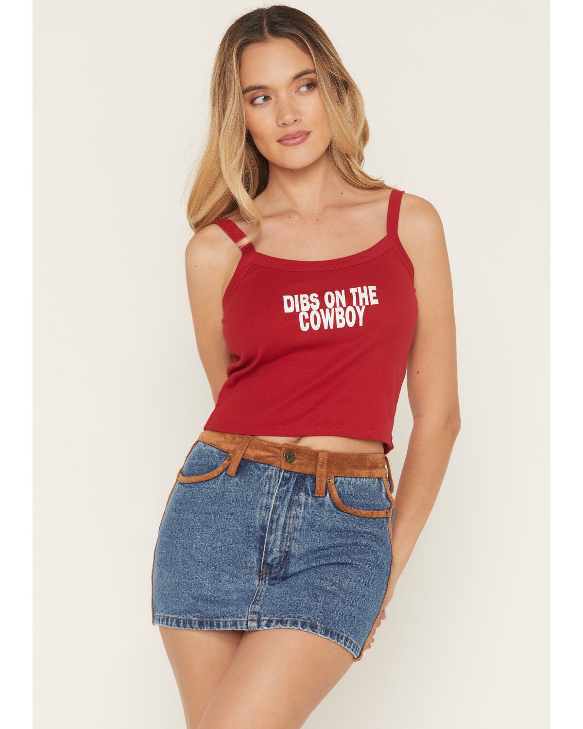 Blended Women's Dibs On The Cowboy Graphic Tank, Red, hi-res