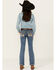 Image #1 - Miss Me Girls' Medium Wash Border Print Stretch Bootcut Jeans, Blue, hi-res