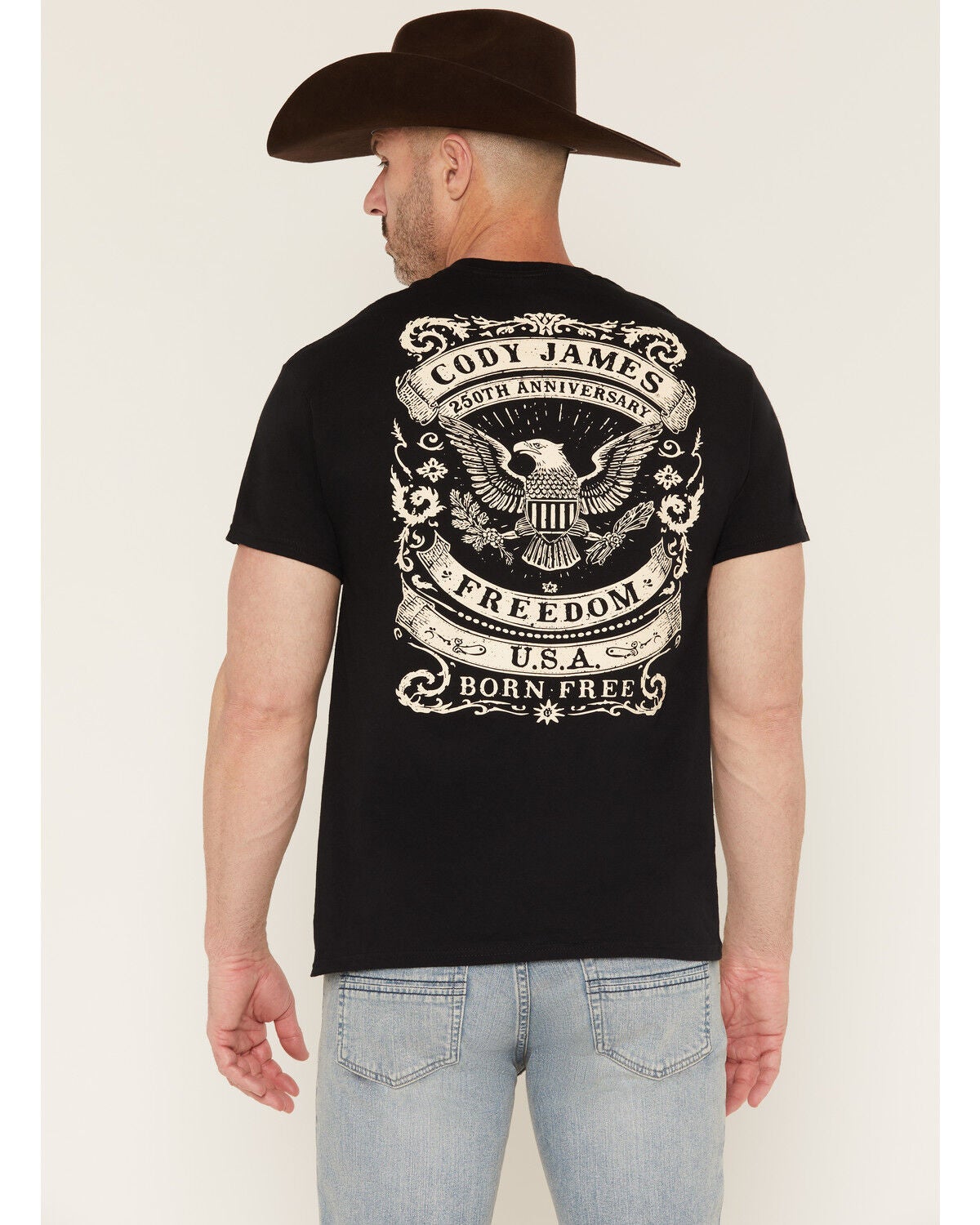 Image #1 - Cody James Men's Freedom 250th Anniversary Short Sleeve Graphic T-Shirt, Black, hi-res