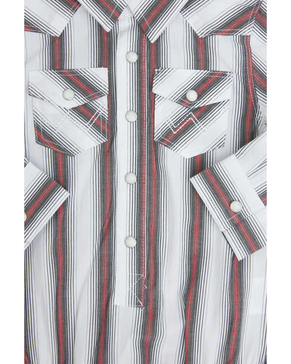 Image #2 - Wrangler Infant Boys' Striped Print Long Sleeve Snap Stretch Onesie, White, hi-res