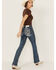 Image #1 - Miss Me Women's Dark Wash Mid Rise Bootcut Stretch Denim Jeans, Dark Wash, hi-res