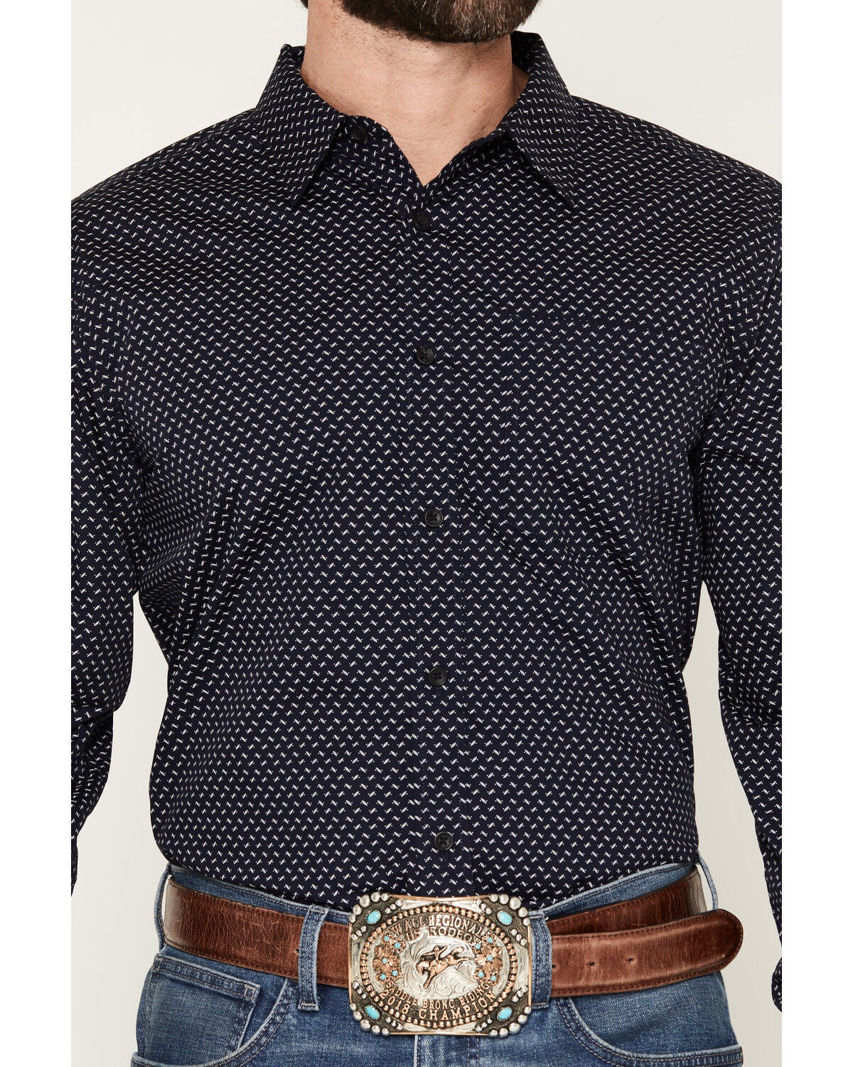 Image #3 - Gibson Trading Co Men's Playin' It Safe Geo Print Long Sleeve Button-Down Long Sleeve Western Shirt, Navy, hi-res