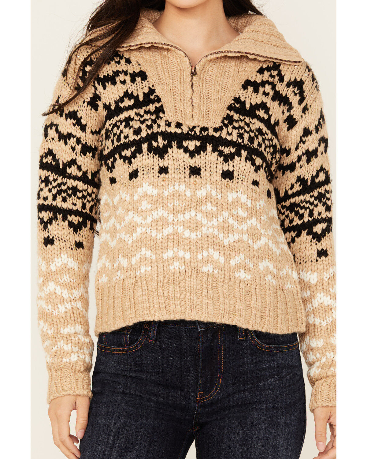 Image #3 - Idyllwind Women's Otay Studded Southwestern Pullover Sweater, Nude, hi-res