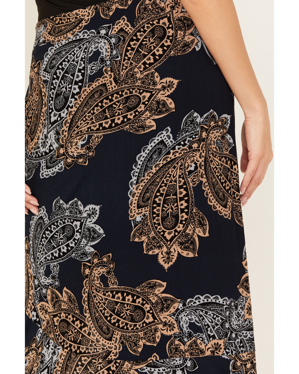 Image #4 - Shyanne Women's Printed Ruffle Slip Maxi Skirt, Indigo, hi-res