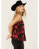 Image #2 - Wild Moss Women's Floral Print Jacquard Lace Cami, Red, hi-res