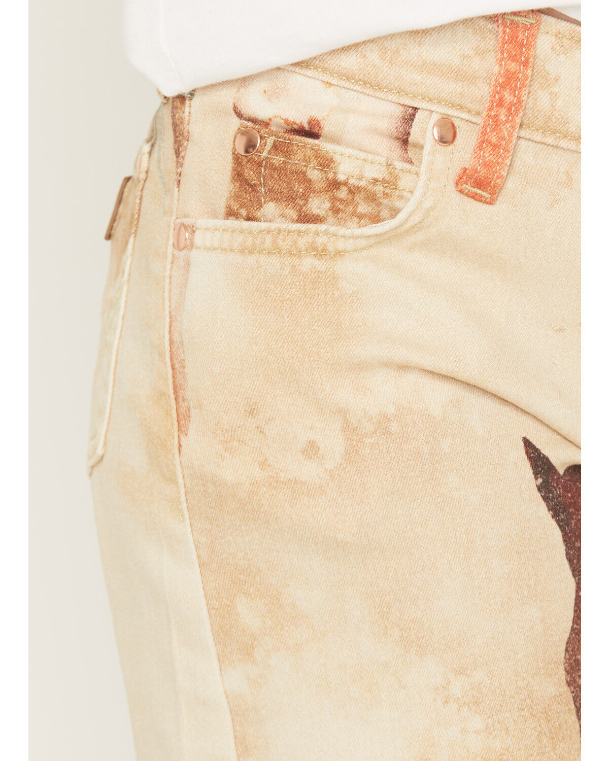 Image #2 - Wrangler X Lainey Wilson Girls' Horse Print Wide Leg Stretch Denim Jeans, Tan, hi-res