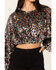 Image #3 - En Creme Women's Rainbow Sequins Long Sleeve Cropped Top , Black, hi-res