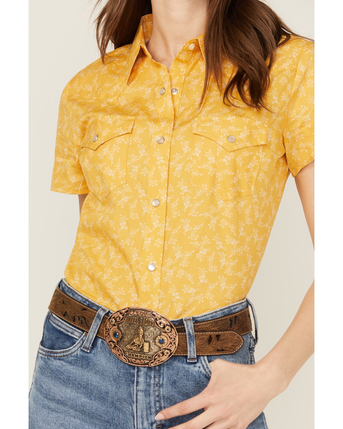 Womens Black/Sunflowers Long Sleeve Western Shirt 43900 main image 1